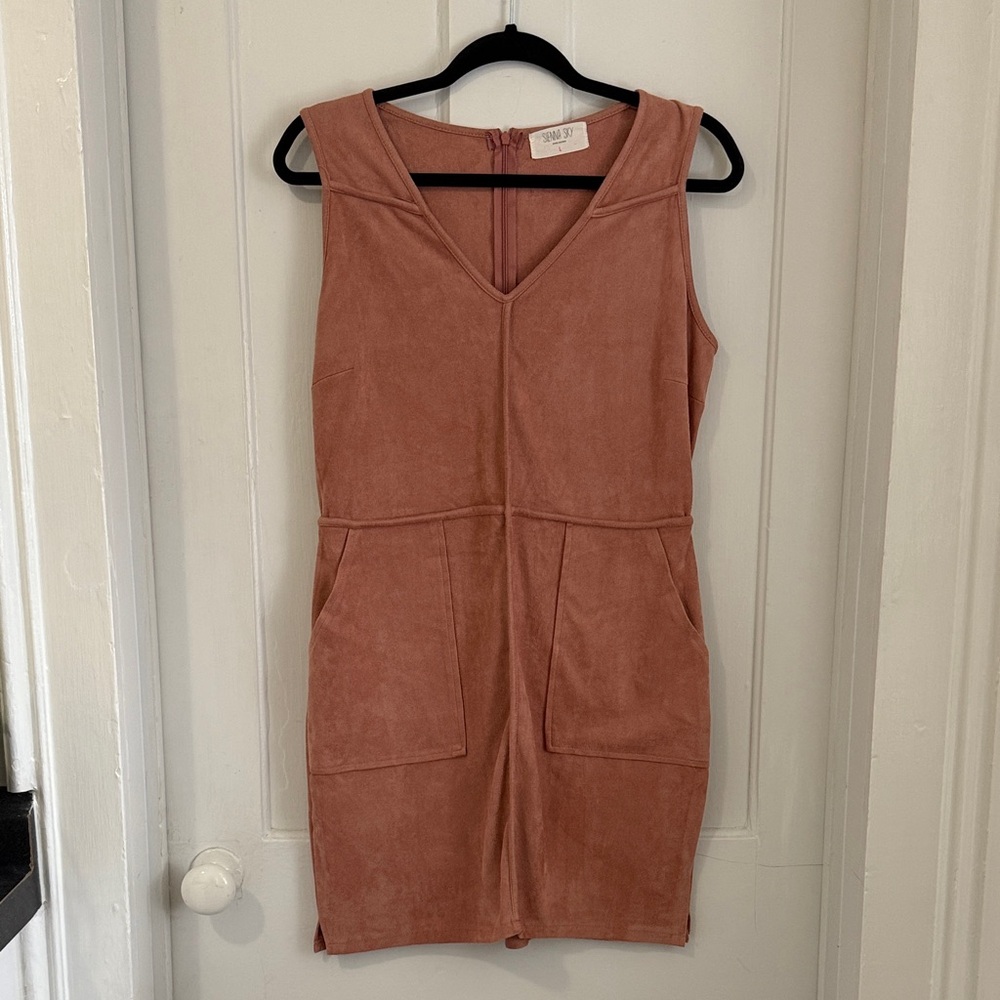 Pocket Front Suede Mini Dress